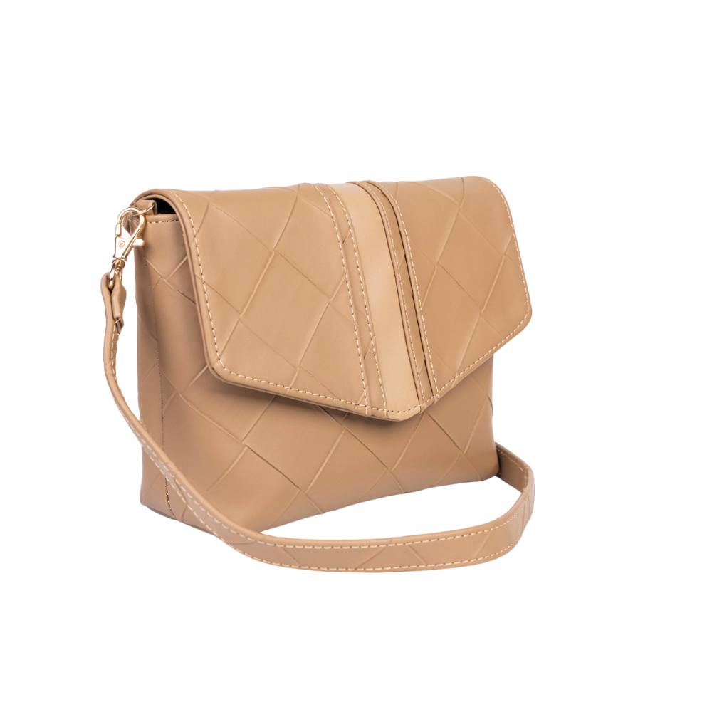 Beige Textured Handbag